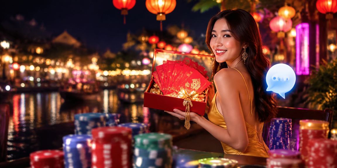 Không khí cà phê Hội An với bao lì xì đỏ và người dùng trải nghiệm casino bonus trực tuyến